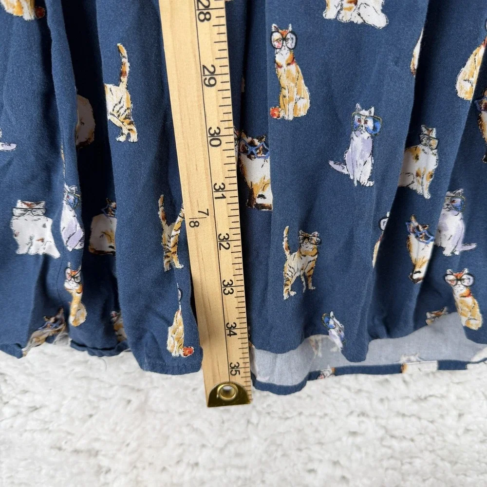 Uniqlo Dress Girls 11-12 Blue Cat Print Paul & Joe Sundress‎ Tiered Ruffle